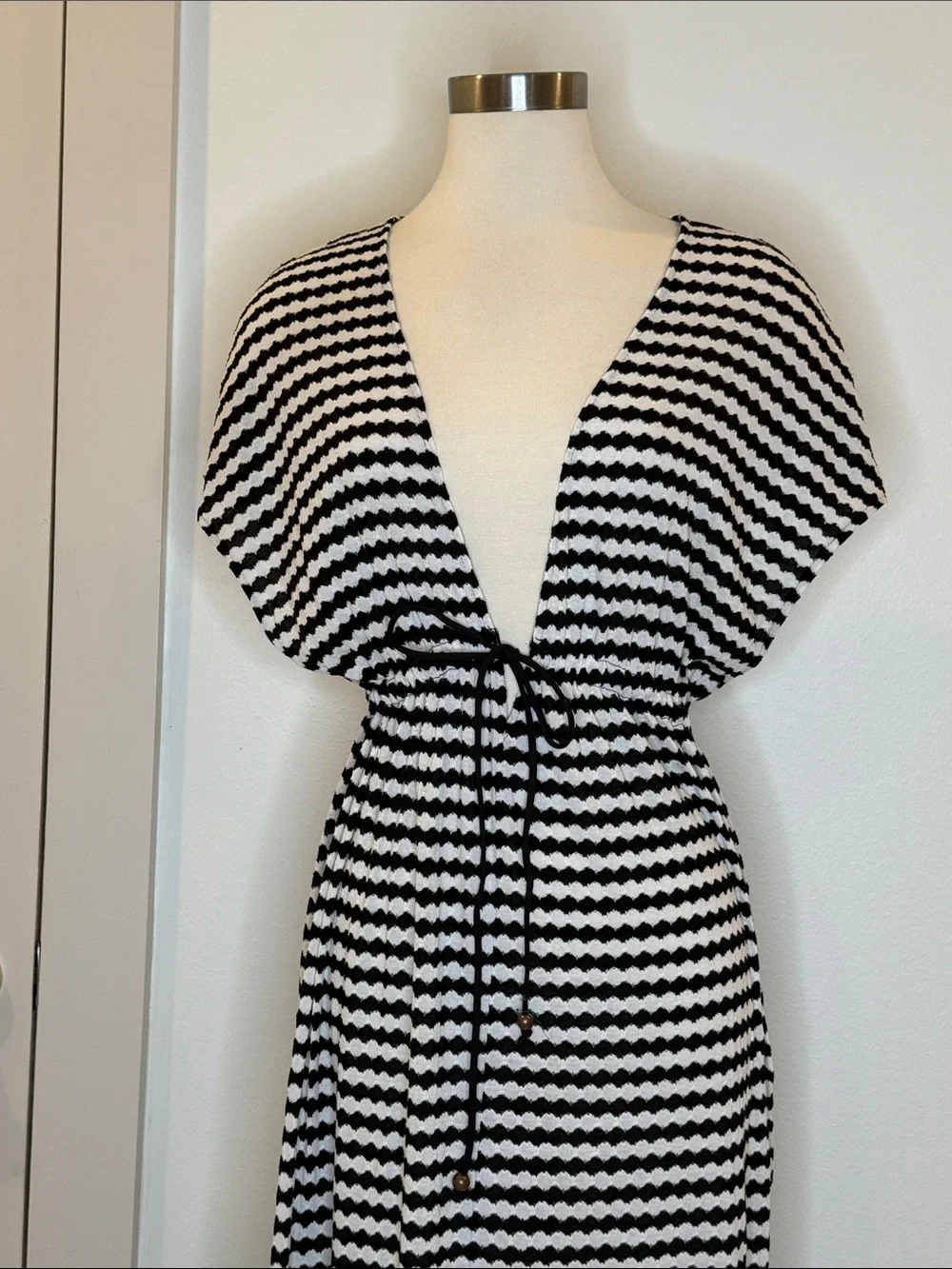 Victoria's Secret Black and White Striped Swim Coverup